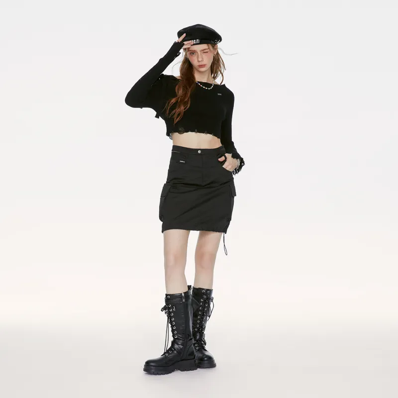 Guuka Casual Long Skirts Women's Black-3