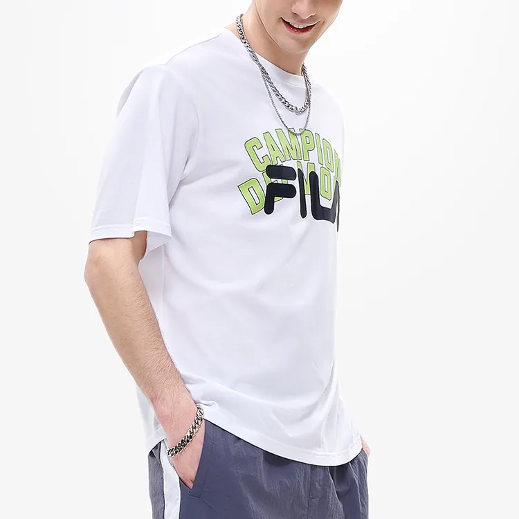 FILA FUSION Drop Shoulder Sleeve T Shirt Men's Standard White-3