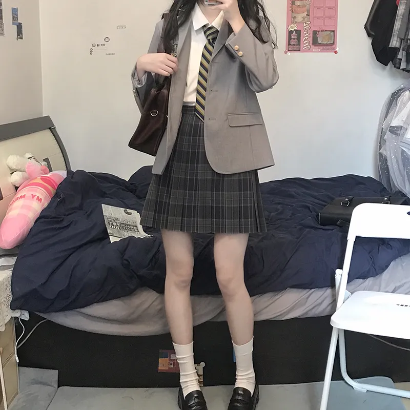 Tokyo Season Casual Short Skirts Women's Carbon Fiber Estate Plaid Skirt-9