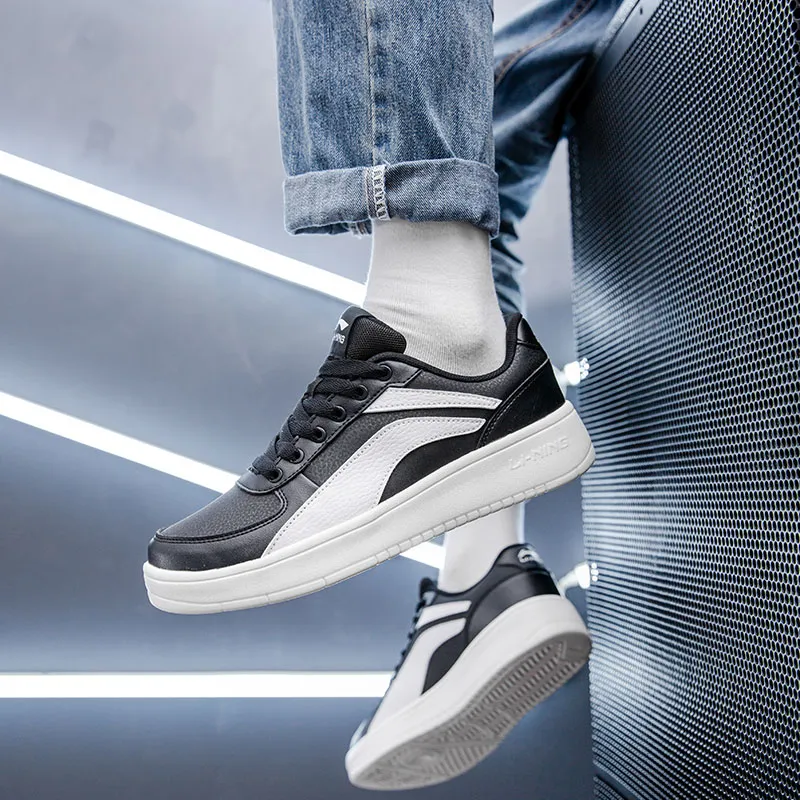 LiNing Anti Slip Wear Resistant Low Top Skateboard Shoes Men's Black White-4