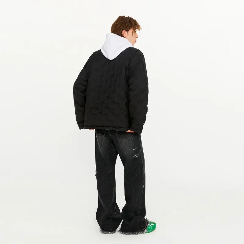 BEASTER Solid Color Stand Collar Without Hood Loose Fit Thickened Down Jacket Unisex-13