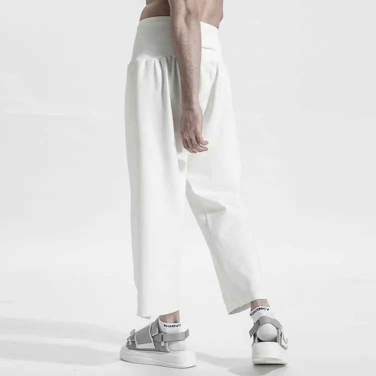 NORVINCY Thermal Breathable Waist Cinching Elastic Waistband Solid Color Casual Pants Unisex-8