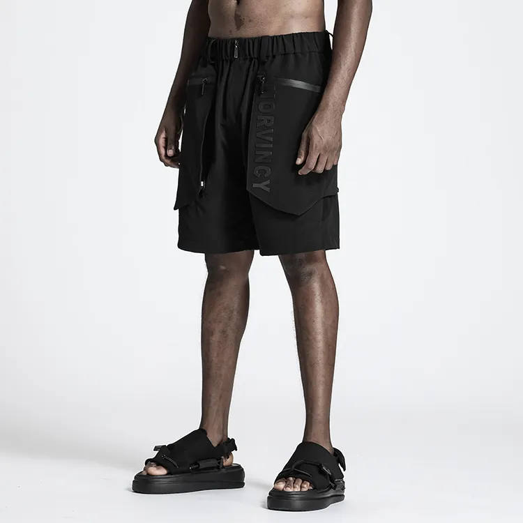 NORVINCY Urban Techwear Zip Patch Pocket Cargo Shorts Unisex-3
