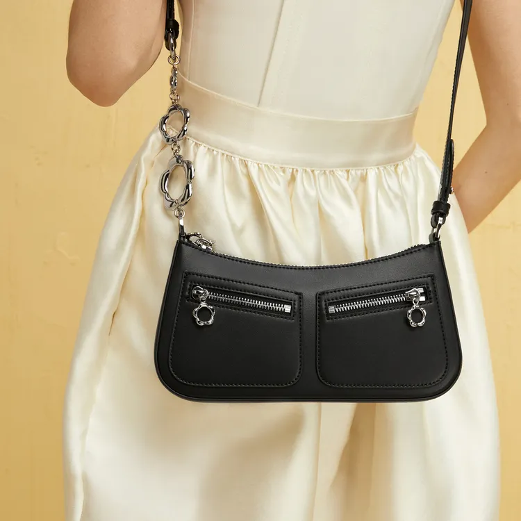 CHARLES&KEITH Leather Charles & Keith Shoulder Bag Small Size Women's Chalk White/Black-9