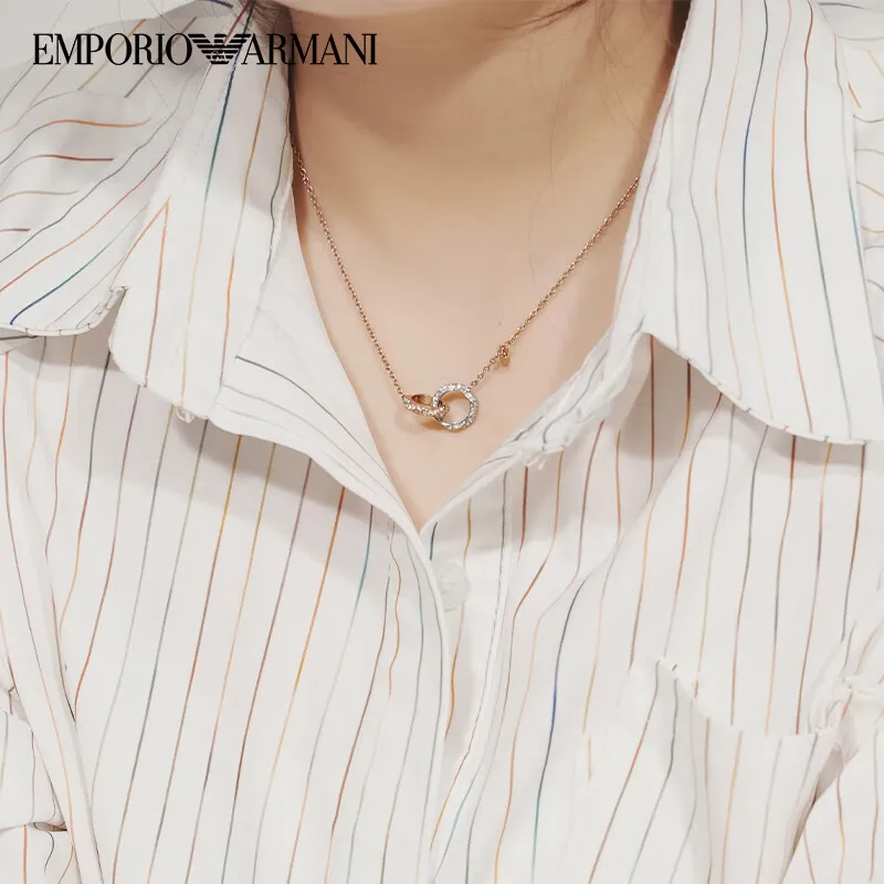 EMPORIO ARMANI Steel Necklace Collarbone Chain Women's Rose Gold-1
