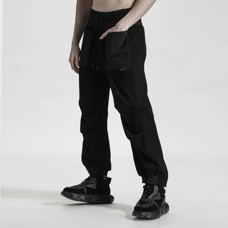 NORVINCY Breathable Elastic Waistband Solid Color Hip-Hop Casual Pants Unisex-4