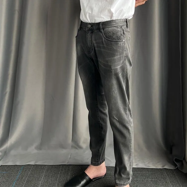 LIU·JO UOMO SS22 Tapered Pants Thin Jeans Men's Dark Gray-3