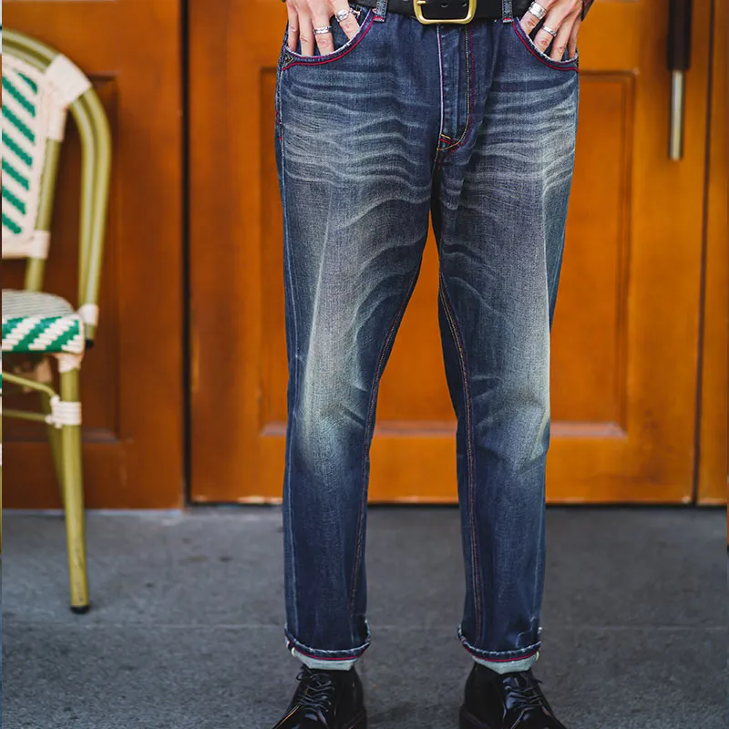 TEKABLU Slim Fit Pants Jeans Men's Washed Blue-2