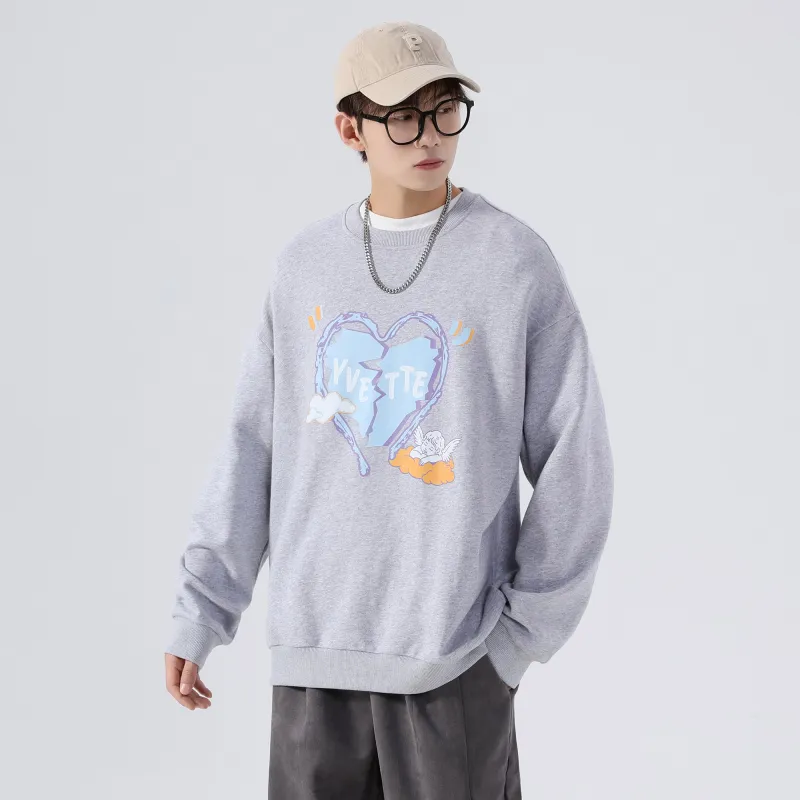 Yvette Crew Neck Loose Fit Sweatshirt Unisex Heather Gray-3
