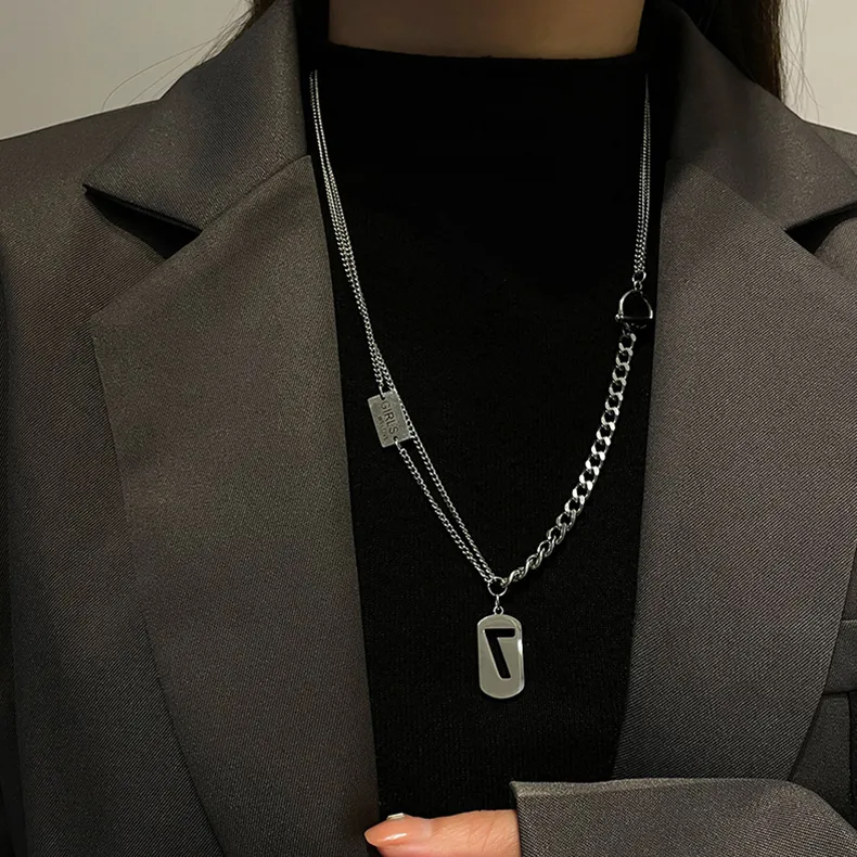 MAGICPOLE Titanium Steel Necklaces Unisex Silver-2