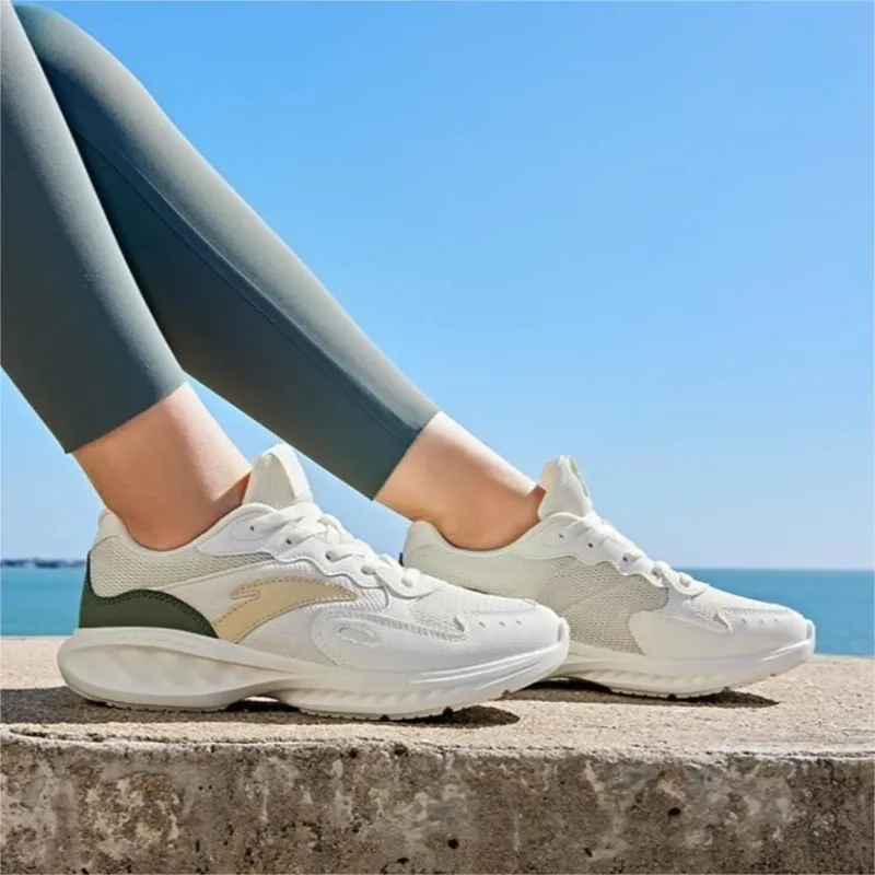 Anta Nebula Cushioning, Slip Resistant, And Abrasion Resistant Low Top Running Shoes Women's White Yellow Cyan-6