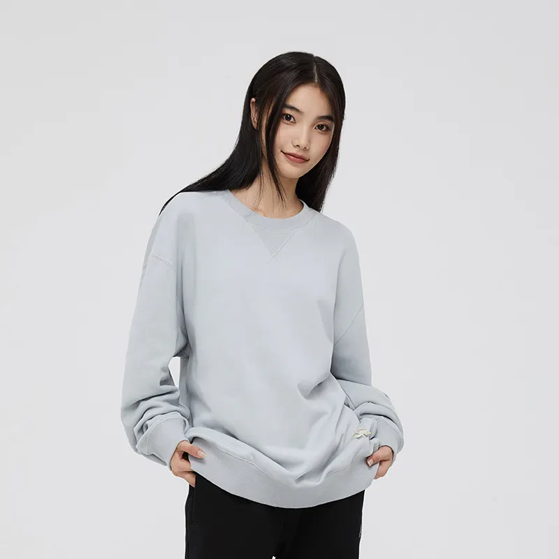 Fun Crew Neck Loose Fit Sweatshirt Unisex Light Gray-4