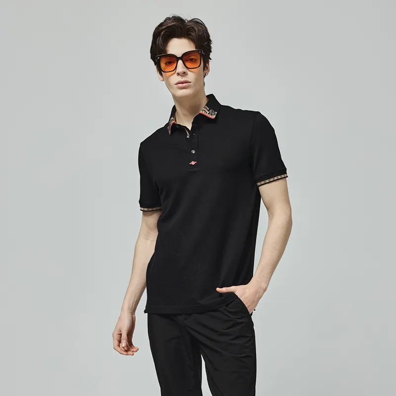 RARE Short Sleeved T Shirts Polo Shirt Men's Black-6