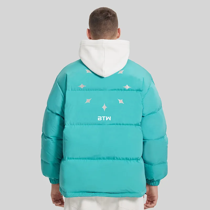 BTW Stand Collar Without Hood Loose Fit Down Jacket Unisex-17