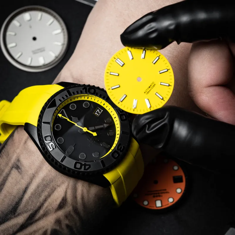 VENCREW Radar [Racing Yellow] Automatic Mechanical Movement Watch Unisex Black Dial-1