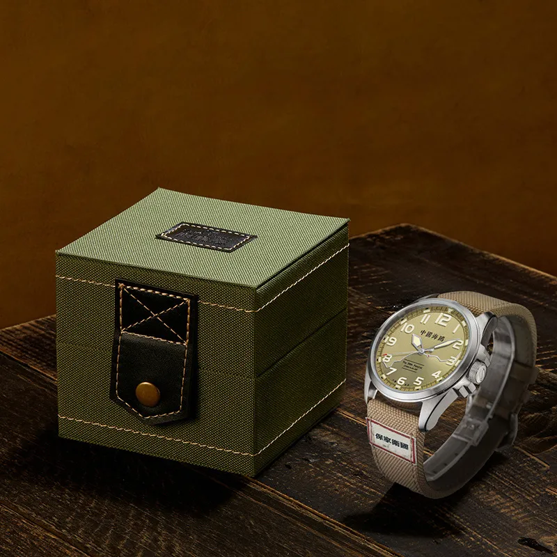 Sea Gull Automatic Mechanical Movement Canvas Strap Watch Men's Watches Yellow Watch Dial-6