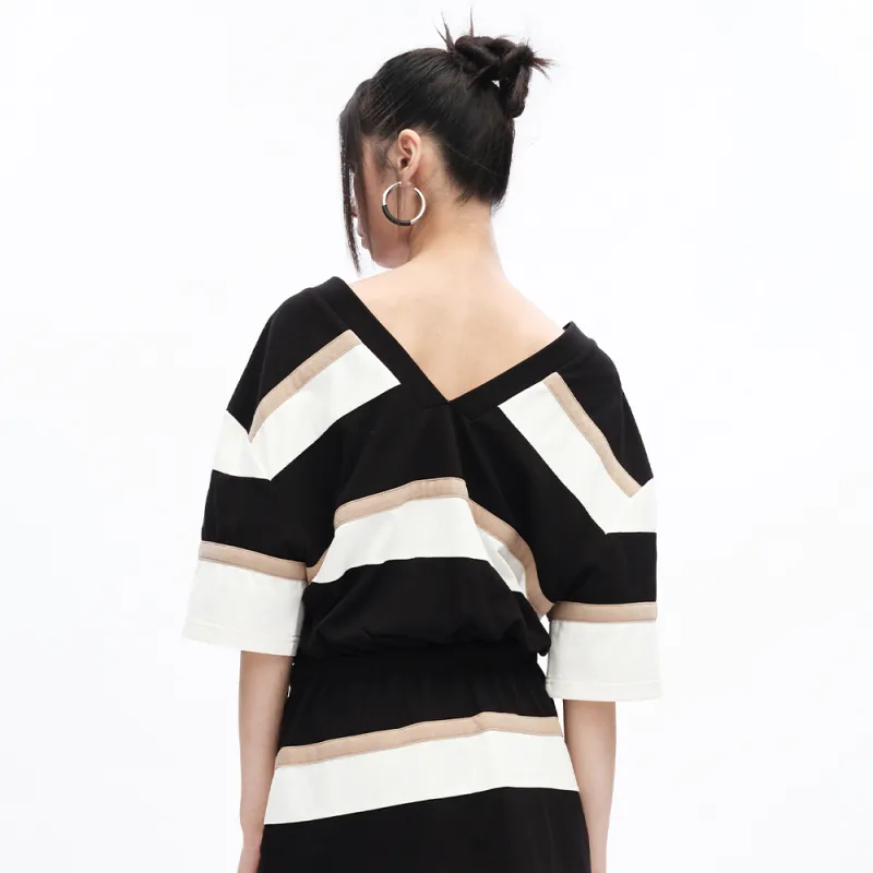 UOOYAA Short Sleeved Dresses Women's Stripes-2