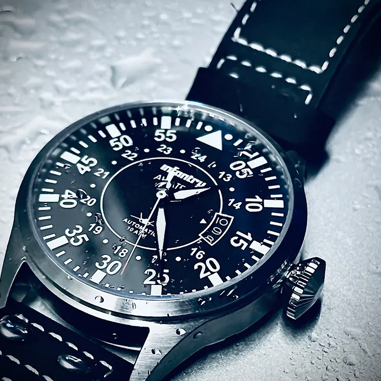 INFANTRY Pilot Collection · Explorer Mechanical Movement Genuine Leather Strap Watch Men's Watches Blue Dial-4