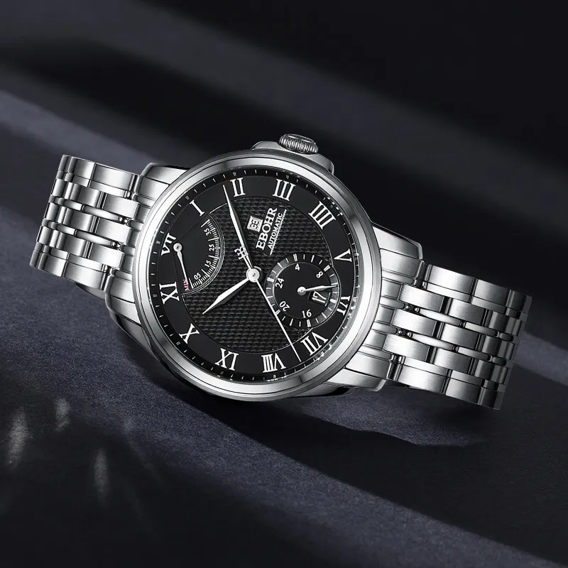 EBOHR Master Collection Automatic Mechanical Movement Stainless Steel Strap Watch Men's Watches Black Dial-4