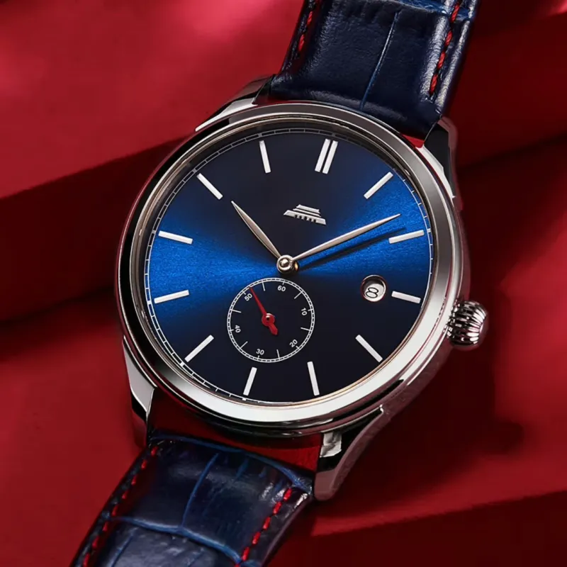 Beijing Beihai Mechanical Movement Genuine Leather Strap Watch Men's Watches White Dial-18