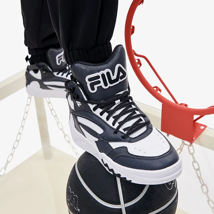 FILA FUSION DESPERADO Fugitive Anti Slip Wear Resistant Mid Top Vintage Basketball Shoes Men's FILA White Black-6