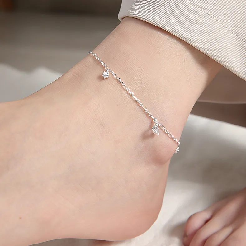 MAGICPOLE 925 Sterling Silver Anklets Women's Silver-4