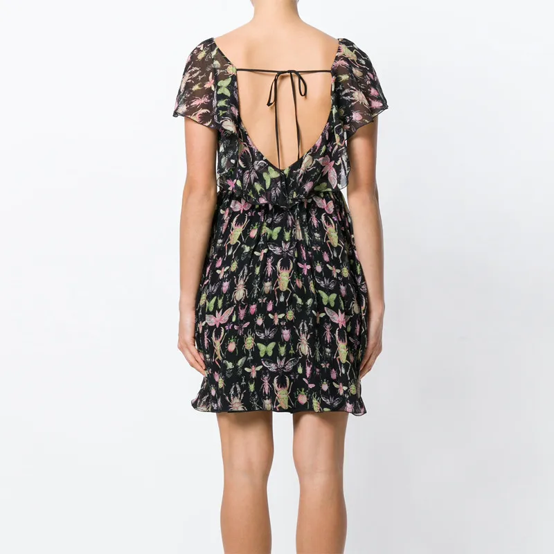 RED VALENTINO Short Sleeved Dresses Women's Black-3