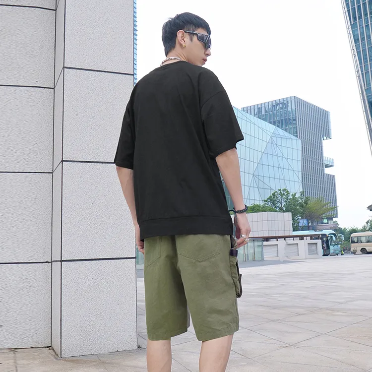 Ricky Tenko Loose Fit Shorts Unisex Army Green-3
