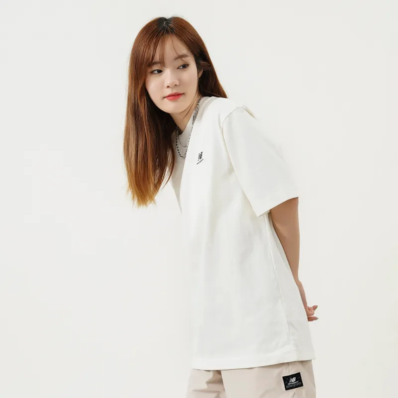 New Balance Drop Shoulder Sleeve T Shirt Unisex White-2