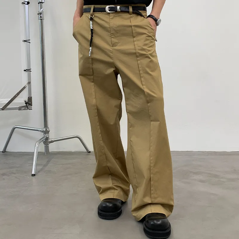 ROARINGWILD Casual Pants Unisex Khaki-4