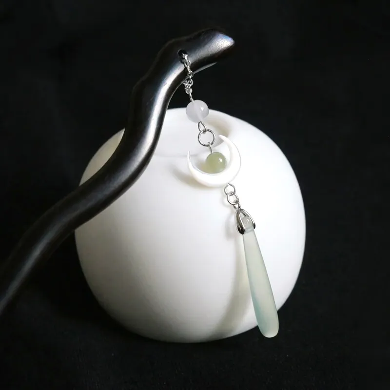 SENDME Hairpins Women's Rising Moon Over The Sea Wooden Hairpin-6