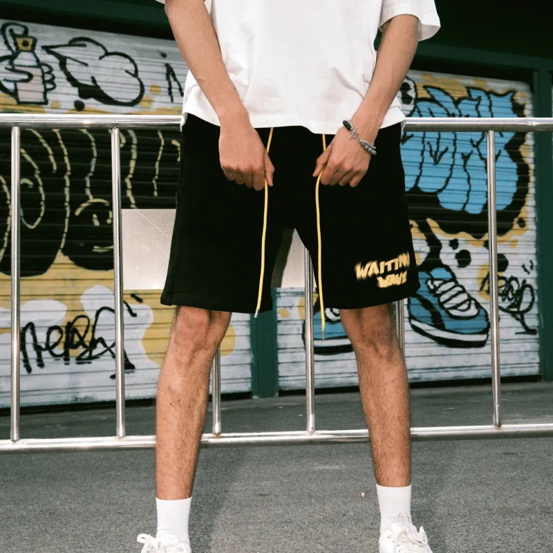 WAITINGWAVE Casual Shorts Unisex Black-2