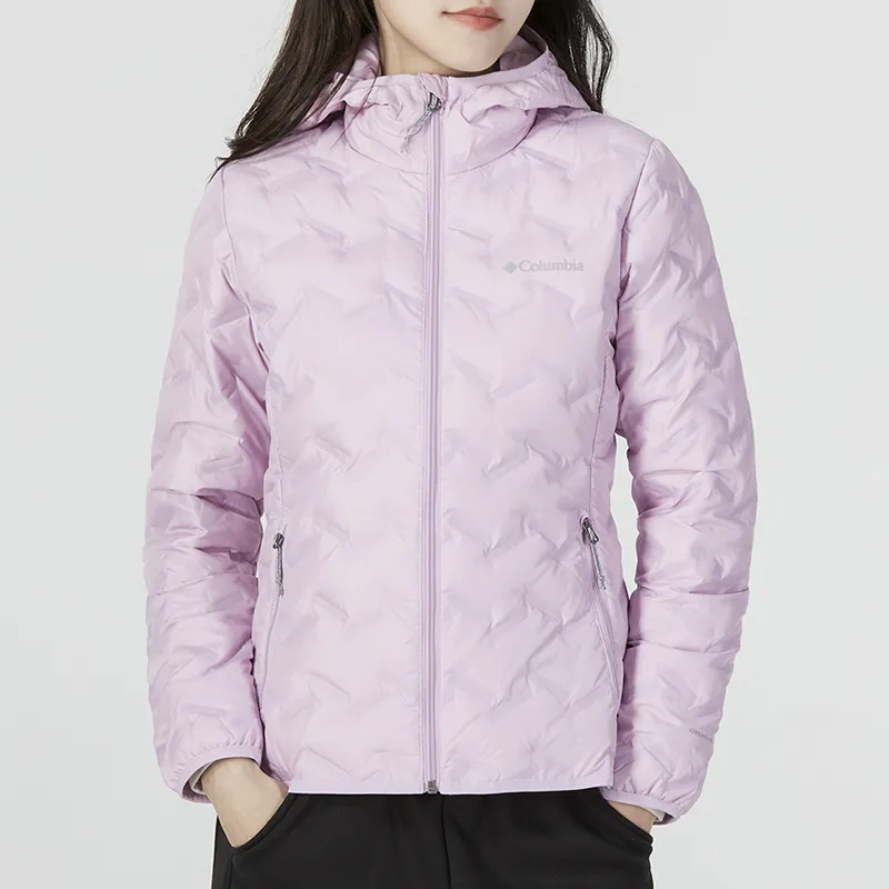 Columbia Solid Color Hooded Thin Down Jacket Women's Purple-2