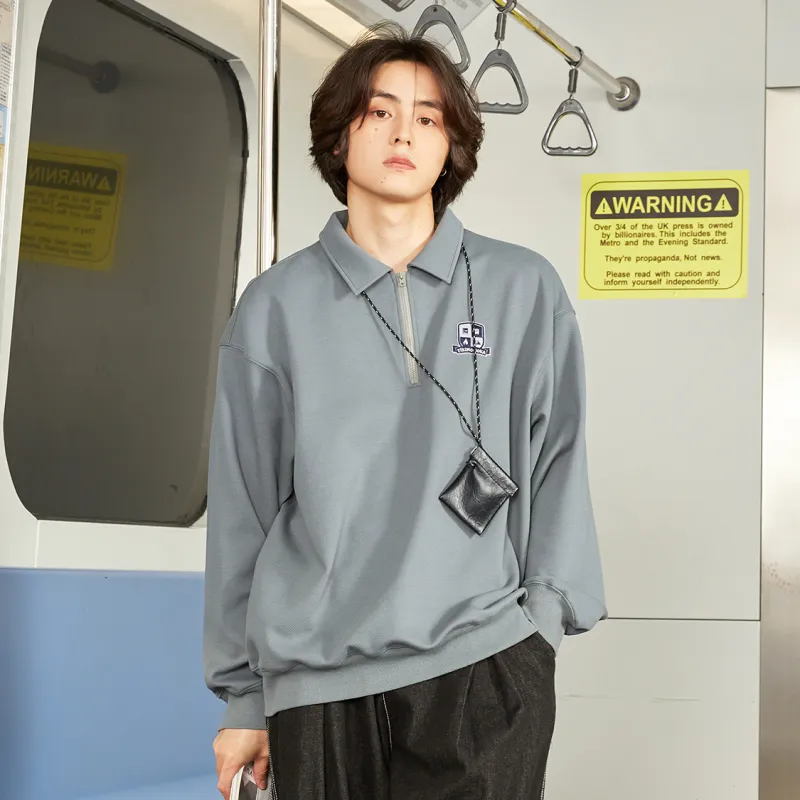 TIKIMOMOKA Polo Collar Loose Fit Sweatshirt Unisex-8