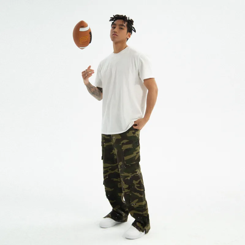 JUST VIBE Casual Pants Unisex Green Camouflage-10