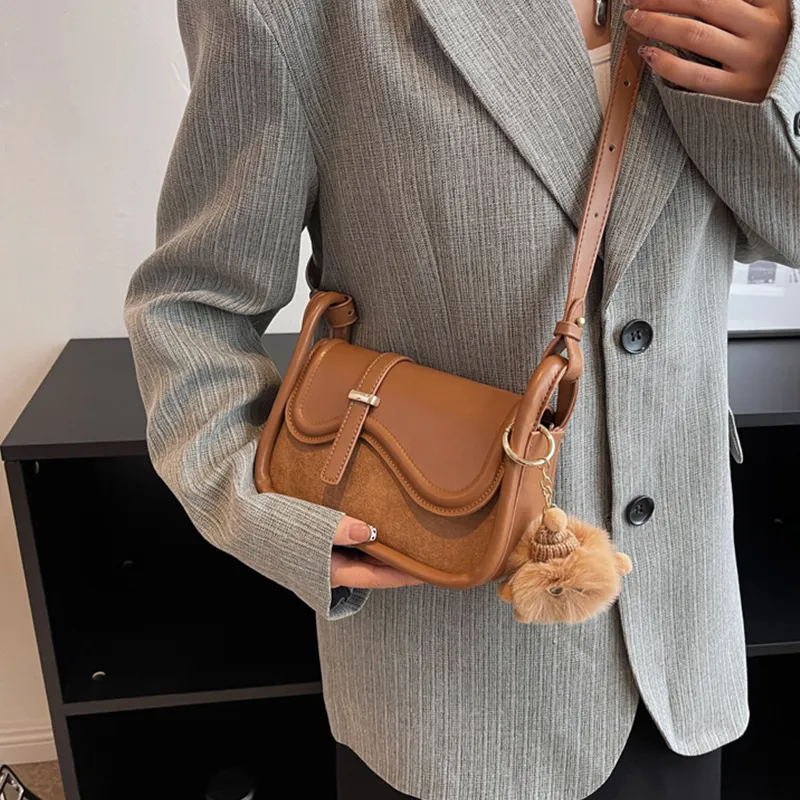 JANE KLAIN PU Saddle Bag, Shoulder Bag, Crossbody Bag Regular Women's White/Khaki/Dark Brown-7