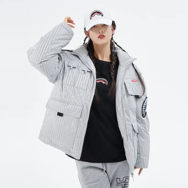 SPRAYGROUND Stripes Stand Collar Loose Fit Thickened Down Jacket Unisex-5