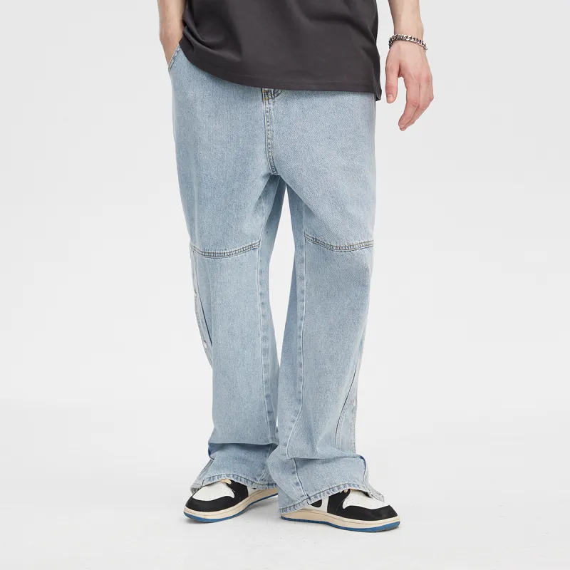 GUKUUL Straight Jeans Unisex Light Blue-5