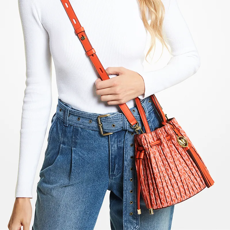 MICHAEL KORS Willa Artificial Leather Tote Shoulder Bag, Crossbody Bag, Handbag Mini Women's Orange Red-4