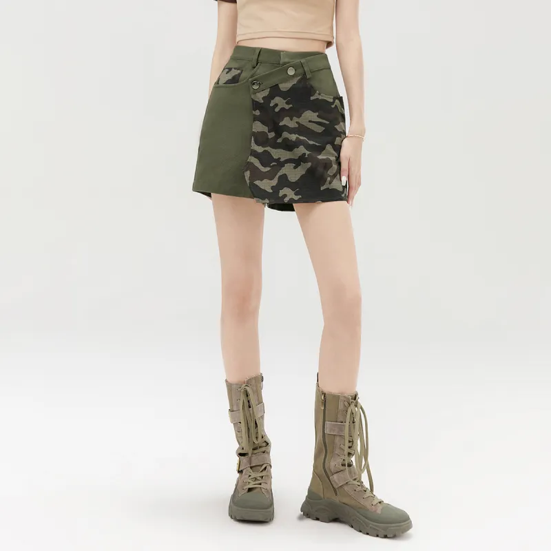 LA CRAWFISH Casual Shorts Women's Green Camouflage-2