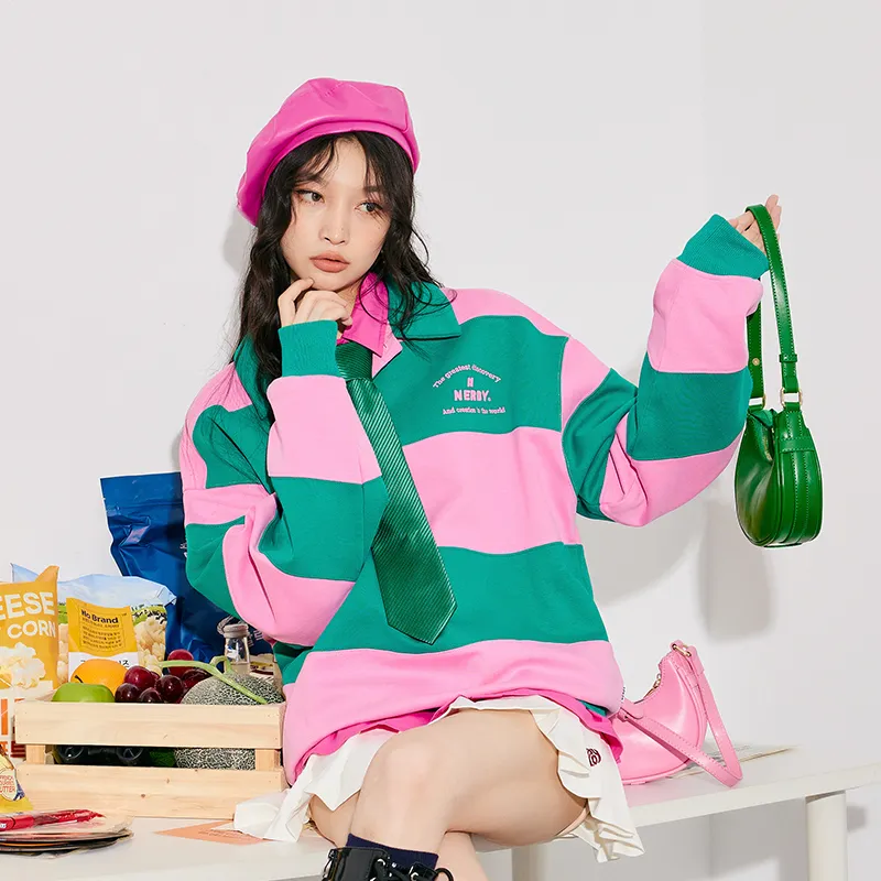 NERDY FW22 Polo Collar Loose Fit Sweatshirt Unisex-4