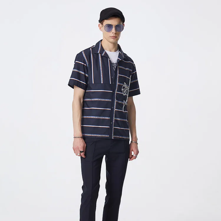 DAVID NAMAN Shirts Men Navy Blue-3