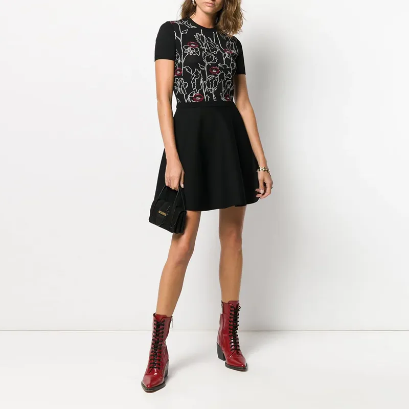 Valentino Short Sleeved Dresses Women's Black-1