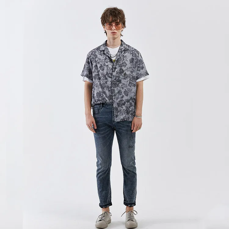 DAVID NAMAN Shirts Men Gray Black-2