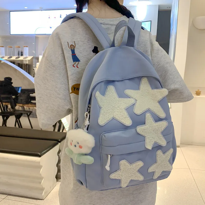 JANE KLAIN Canvas Backpack Large Size Women's Pink/Blue/Red-5