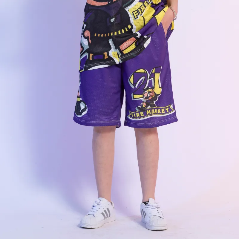 FireMonkey Basketball Shorts Unisex Purple-4