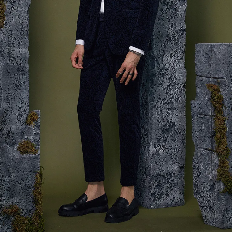 DAVID NAMAN Straight Casual Pants Men's Navy Blue-4