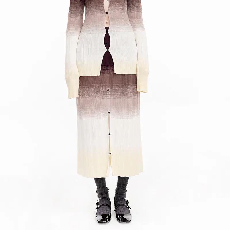Cubic Knit Long Skirts Women's-12