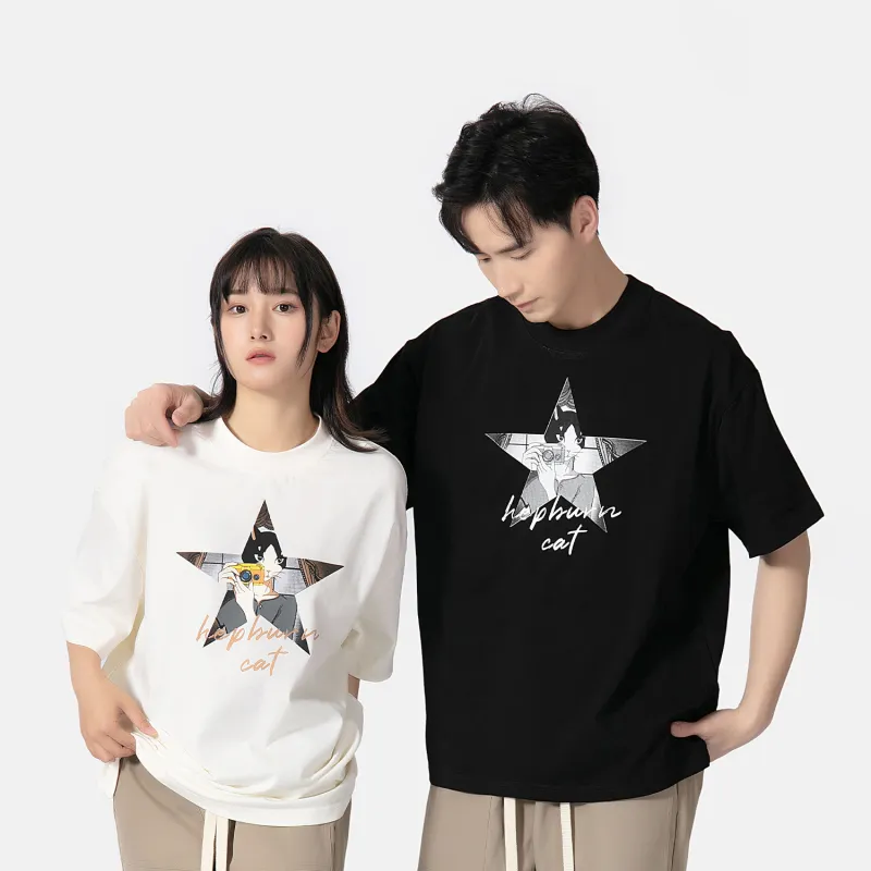 Hepburn Cat T-Shirts Unisex-3