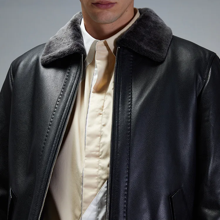 DAVID NAMAN Leather Jackets Men Black-6